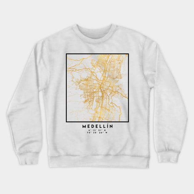 MEDELLÍN COLOMBIA CITY STREET MAP ART Crewneck Sweatshirt by deificusArt